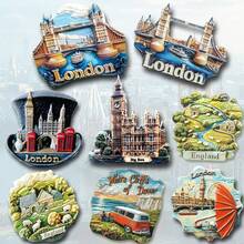 1pc Resin Britain London Tower Bridge Big Ben Elizabeth Tower White Cliffs Of Dover Fridge Magnet Travel Souvenir Landmark Magnetic Sticker Sheep Wales Brecon Beacons Park Home Decor, Meaningful Creative Gift, Thames River - Multicolor - View 2