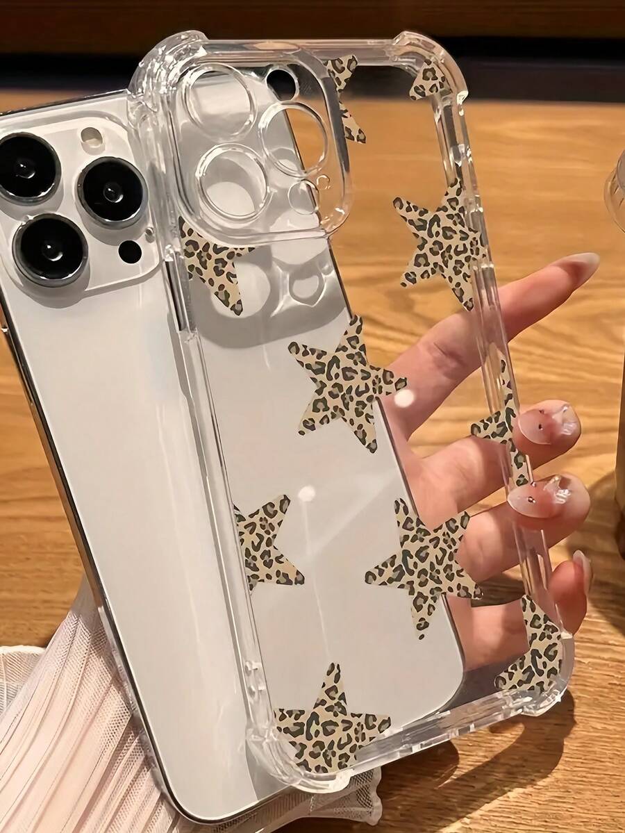 星空元素 TPU 时尚手机壳 1 件装，豹纹星空图案全包覆式 TPU 防震手机壳，兼容 16、15、14、13、12、11 Pro Max，防水防摔防刮，春季生日礼物 - 彩色 - 查看 1