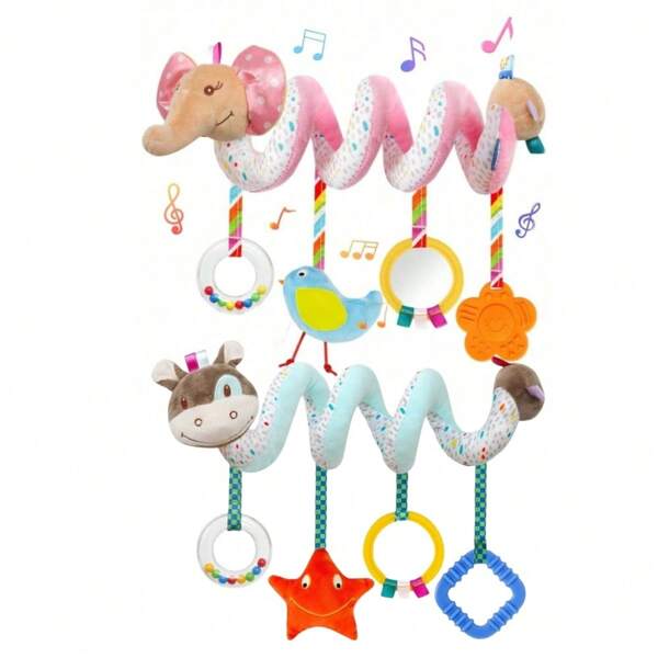 1PC Baby Car Seat Toys Soothing Toys Spiral Hanging Plush Toys Baby Toys Boys And Girls Gifts For Halloween, Thanksgiving, And Christmas