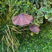 Country Style Vintage Wrought Iron Mushroom Ornaments Handmade Texture Realistic Shape Garden Courtyard Decoration / Interior Furnishings / Flower Arrangement Filling Solid Metal Does Not Require Electricity Ideal Gift For Mushroom Lovers - màu nâu - Xem 2