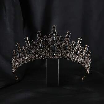 1 pieza Corona de novia estilo gótico vintage con tono de cobre y cristales de Rhinestone, Tiara de princesa de aleación para boda, fiesta, 18 cumpleaños