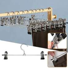 10pcs Metal Pants Hangers, Adjustable Multi-Function Strong Steel Wire Clothes Drying Rack