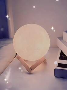 1 pieza Lámpara de estrella/luna pintada a mano DIY, luz nocturna personalizable con dibujos, pintura de color aleatorio - Blanco - Ver 14