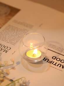 1pc Crystal Clear Cup Glass Candle Holder, Decorations, Scented Candle Cups, Outdoor Patio Decoration, Hotel Decoration, Room Decoration, Office Desktop Decoration, Scented Candle Cups, Candlelight Dinner, Room Atmosphere, Suitable For Wedding, Family Gathering, Party, Table Decoration, Home Aesthetics, Birthday Gifts, Graduation Gifts, Anniversaries, Gifts, Gifts.