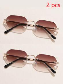 1 pièce Lunettes de soleil métal homme, style polygone sans monture, classique, simple, élégant, polyvalent et . Idéal pour le port quotidien, les vacances, la plage, les sorties. S'accorde avec les sweaters, vestes, sweatshirts, pantalons et cargos, pour l'été, les vacances, les sorties en extérieur et les voyages
