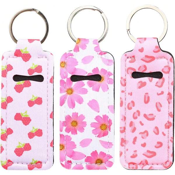 Lip Balm Holder Chain Keychain Lip Potable Holders Gloss Cute With Clip Lip Balm Sleeve Pouch Organizer Women Girls
