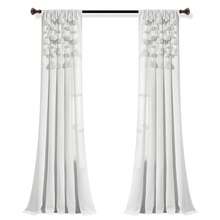 LUSH DECOR Boho Pom Pom Tassel Linen Window Curtain Panel Navy Single 52X84 Halloween-Fall Decor-Room Decor - Off White - 查看 8