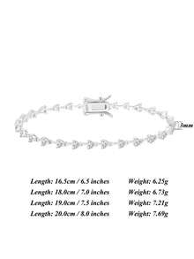 1 件 925 纯银 14k 金心形锆石网球链手链，龙虾扣，男女皆宜的奢华珠宝手链，宴会派对庆典礼物，2025 时尚手链