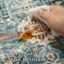 9x12 Area Rugs Living Room - Large Boho Stain-Resistant Rugs With Non-Slip Backing, Vintage Design Bedroom, Beige/Brown, Home Decor Floor - Blue - View 5