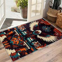 3x5 Rugs, 2x3 Rug, Southwestern Rustic Area Rug, Colorful Geometric Door, Washable & Non - Slip Small Carpet, Home Decor - 橙色 黑色 藍綠色 - 查看 4