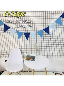 1套，3米长，12件，6色复古彩色亚麻三角旗，适用于生日、婚礼、万圣节、圣诞节、教室装饰、新年派对装饰、秋季家居装饰。线条不影响使用。颜色随机发！！，适用于学校用品，返校 - 單件 - 查看 10