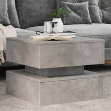 vidaXL Couchtisch mit LED-Leuchten Betongrau 50x50x40 cm - Grau - Übersicht 1