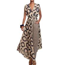 2025 Women's Elegant Printed Sleeveless V-Neck Tie Top + Slim Fit Long Pants Set