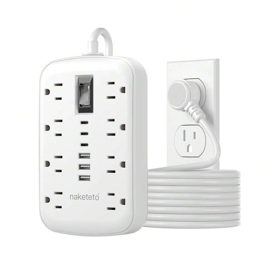 14-In-1 Desktop Charging Station - Surge Protector With USB-C Ports, 4 Outlets And 6 USB(3 USB-C), 5ft Extension Cord, Wall-Mounted, Multiple Outlets For Home And Office Dorm, Kitchen, Overload Protection - 查看 1