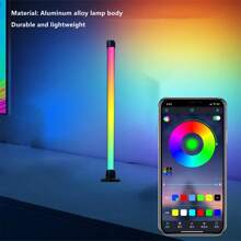2pcs LED Corner Floor Lamp Smart APP Control RGB 24 Color Floor Lamp Remote Control Music Sync LED Lamp For Home Room Party And Christmas Decoration - Advanced Black - View 2