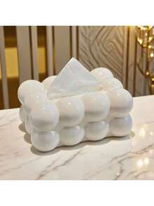 1 件奶油色纸巾盒，高端家庭客厅桌面面巾纸分配器，带弹簧装置 - 彩色 - 查看 5