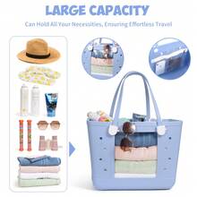 Beach Bag, Waterproof Beach Tote, Rubber XL Tote Bag, Washable And Durable Open Handbag For Boat Pool Sports - 黃色 - 查看 3
