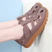 Woven Hollow Hook And Loop Casual Sandals