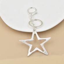 Fivela de Metal Prateado Vintage Retrô com Pentagrama Grande, Pingente Versátil de Moda