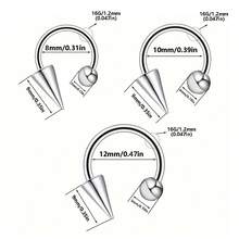 1/3 件 16G 鼻中隔环马蹄形鼻环不锈钢防过敏唇环 18K 镀金尖刺耳甲圈耳轮耳垂穿孔 8mm 10mm 12mm 男女通用 - L001 - 查看 2