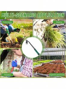 1 件锰钢园艺和除草工具 - 手动园艺耙，配备符合人体工程学的绿色和黄色手柄，可轻松去除土壤和杂草，两用手动除草铲，适用于园艺任务，手动园艺工具 | 符合人体工程学的园艺工具 | 重型园艺工具 - 彩色 - 查看 11