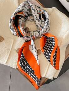 1 件波西米亚风格 70 年代印花小方巾，仿丝头巾，新款男士围巾，百搭，可搭配装饰领带、头带、时尚围巾 - 彩色 - 查看 2