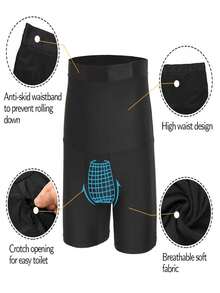 Men High Waist Shorts Body Shaper Tummy Control Shapewear Fitness Compression Underwear Boxer Shaper Panties - Black - View 7