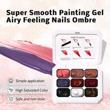 Sponge Pat Paint Nail Gel, 9 Colors Ombre Nails Gradient Gel Nail Blush Blooming Aura Nails Drawing Stripper Floral Painting Nail Art, No Wipe, UV/LED Curing (9 Colors H) - 9 Colors J - 查看 8