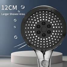 1 件套 6 模式高压淋浴喷头，采用 12 厘米大面板设计，硬水过滤淋浴喷头，去除水中残留杂质，适合家庭浴室舒适淋浴喷头，浴室配件，淋浴喷头