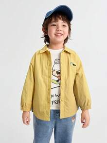 Balabala Kids Plaid Dog Print Jacket Fall 2025 – Soft Fleece Outerwear By BalaOne - Light Yellow - View 1