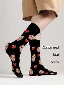 1 Đôi tất đen in hình mặt người theo yêu cầu, tất thoải mái cá nhân hóa, tất đặc biệt, tất in hình mặt người độc đáo, quà sinh nhật, quà tặng đặc biệt, tất in hình mặt tội phạm truy nã, quà tặng đặc biệt cho ngày lễ. - Màu xanh lam - Xem 1