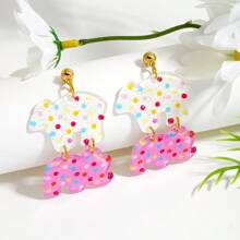 2 Pairs Of Cute And Interesting Acrylic Letters Abcfruit Earrings, With A Artistic Style Design In The Shape Of An Apple Pencil Earrings. Suitable For Daily Use, For Special Occasions, For Dates, Or As Gifts.