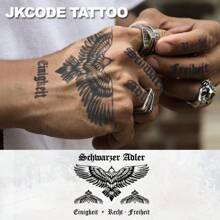 JKCODE TATTOO 防水半永久纹身，手部、颈部设计，德国黑鹰图腾，临时纹身，防水，逼真假纹身，植物，手腕纹身，魔法纹身，持续1-2周，男士纹身 - 藏蓝色 - 查看 3