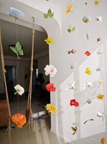 50pcs/Set Hanging Flower Garland Kit DIY Ceiling Flower Set DIY Flower Curtain Material Simulation Flower Pendant Ornaments Floating Flower Wall Hanging Backdrop Photography Design For Wedding Birthday Room Layout Gifts Graduation, Suspended Flower DIY Flower Curtain,DIY Wedding Arch,Artificial Flower Door Curtains