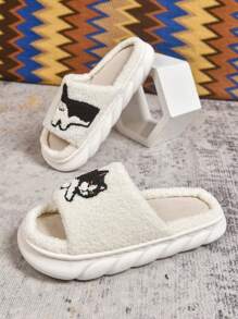 Men's Cartoon Cat Slippers, Fashion Casual Flat Sandals, Non-Slip Wear-Resistant Breathable Indoor Shoes, Spring/Summer