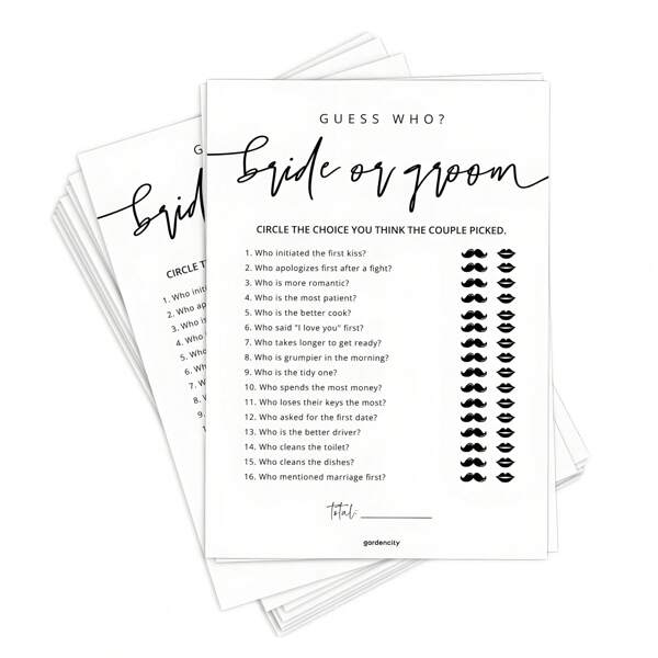 Who Bride Or Groom?, Bridal Shower Games Guests, Minimalist