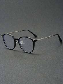 1 Pair Men's 2025 Daily Wear Round Frame Retro Personalized Fashion Non-Prescription Glasses, Suitable For Computer Office, Decoration, Daily Outfit