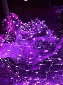 1 Stück Solar 1,5x1,5 Fischernetz Licht, wasserdichte LED mit transparentem Kabel, blinkende Lichter für Garten Außenbereich, geeignet für Terrasse, Wand, Dach, Balkon, Thanksgiving Dekorations Lichterkette