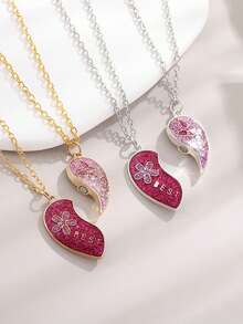 2pcs New Best Friends Magnetic Necklace With Colorful Butterfly Pendant, Fashion Jewelry For Besties