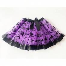 3pcs Halloween Witch Hat, Magic Broom, Bat Skirt Party Costume Set, Orange Pumpkin, Witch, Bat, Skull Print Skirt, Skirt Length 30cm, Suitable For Halloween, Carnival, Day Of The Dead, Evening Party Accessories - Multicolor - View 7