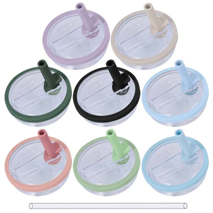 2PCS 30Oz Tumbler Flip Straw Lid Replacement Spill Proof Reusable Tumbler Cover Splash Resistant Straw Cap For 30oz - Light Blue - View 7