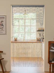 1pc Multi-Color Lace Woven Curtain, Party/Valentine's Day Flower Curtain, Tassel String Curtain