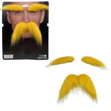 3pcs/Set St. Patrick's Day Gentleman Mustache Costume Party Prop, Includes Yellow Mustache & Eyebrows - Yellow - View 3