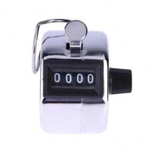 1pc 4-Digit Manual Metal Counter, Counting Counter 0-9999 - Silver - View 9