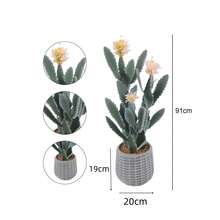 91 Cm Artificial Cactus, UV-Resistant Faux Cactus Plant, Artificial Cactus With Pot For Home, Office, Living Room, Bedroom, Foyer, Porch, Decoration - White - View 6