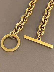 1 件女士简约链条项链不锈钢项链优雅日常派对珠宝圣诞礼物 - 彩色 - 查看 5