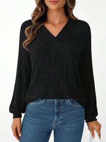 Camisas de manga larga para mujer AUTOMET, blusas de invierno de moda 2025 para trabajo, blusas casuales elegantes de túnica de suéter para el otoño - Negro - Ver 2