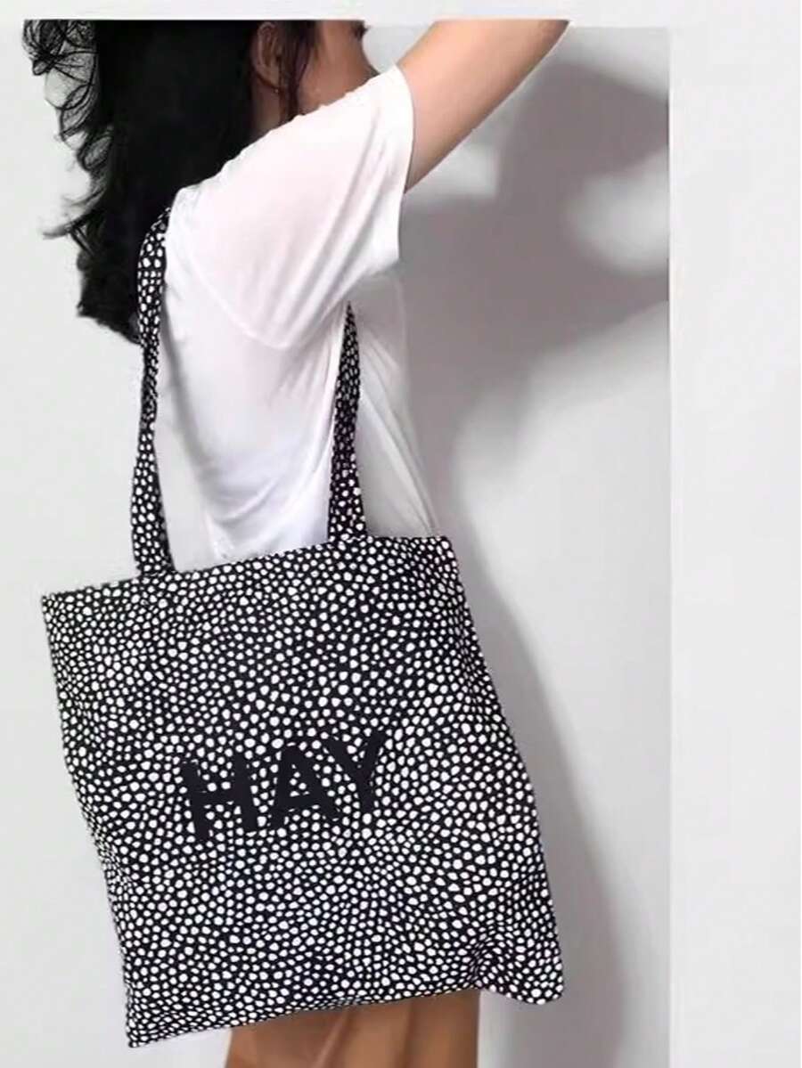 新款波点字母图案大容量休闲单肩包 - 彩色 - 查看 1