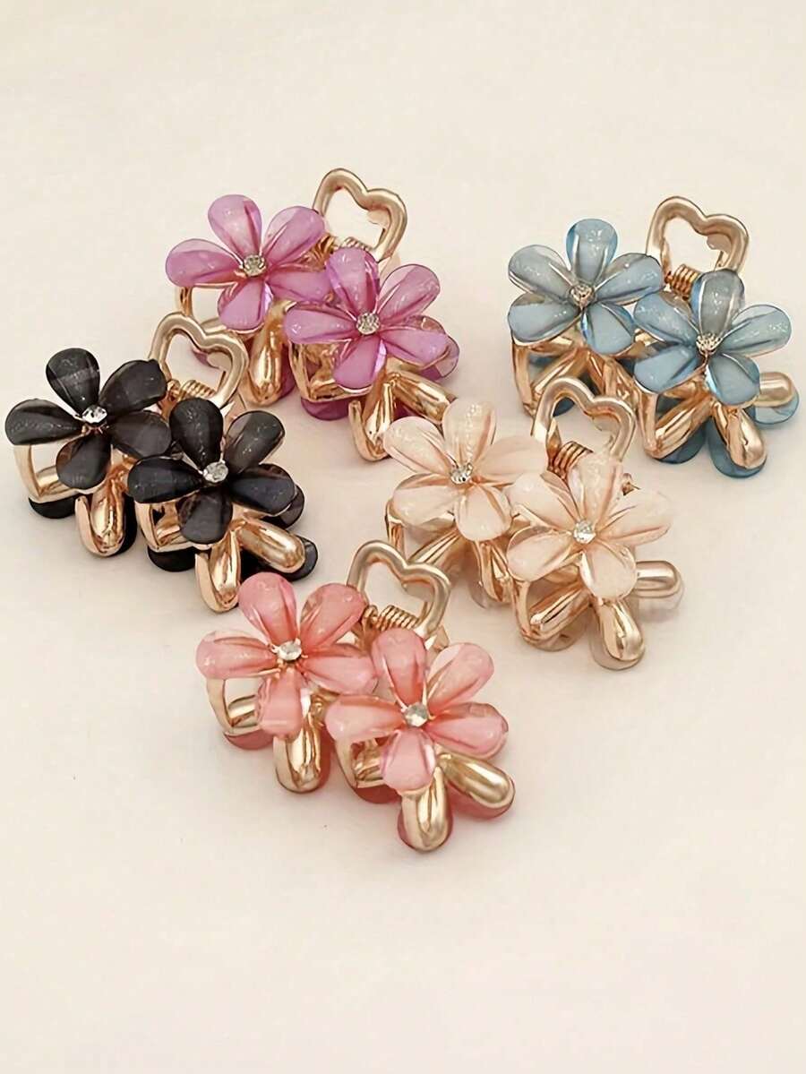 Bộ 5 chiếc kẹp tóc trang trí pha lê và hoa văn cỡ trung bình, thích hợp cho kiểu búi tóc lệch bên và kẹp tóc bên thanh lịch. Phụ kiện tóc kẹp càng cua sang trọng, kẹp tóc hoa, kẹp tóc mùa hè, kẹp tóc đi biển, du lịch. - Nhiều màu - Xem 1