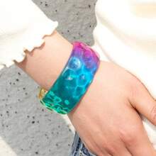 1 Pcs Iridescent Gradient Acrylic Cuff Bracelet  Statement Jewelry For Summer & Streetwear Looks - 彩色款式三 - 查看 8
